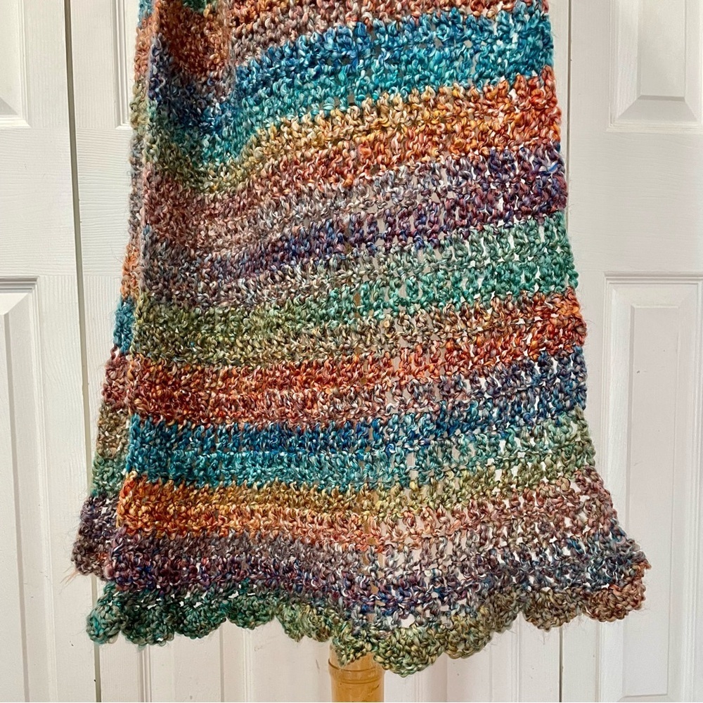 Gorgeous Long Soft Hand knit Multicolor Shawl or Scarf - Picture 5 of 5